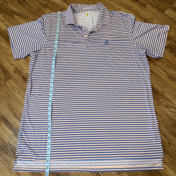 Yeaman's Hall Club B Draddy Sport Golf Shirt Peach Stripe XXL Top 100 Courses - Picture 7 of 12